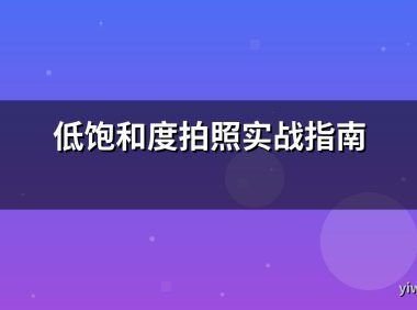 低饱和度拍照实战指南